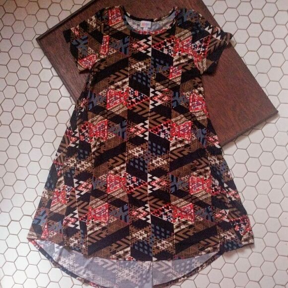 LuLaRoe 3/$35 Houndstouth Abstract Carly Dress S - Picture 1 of 3